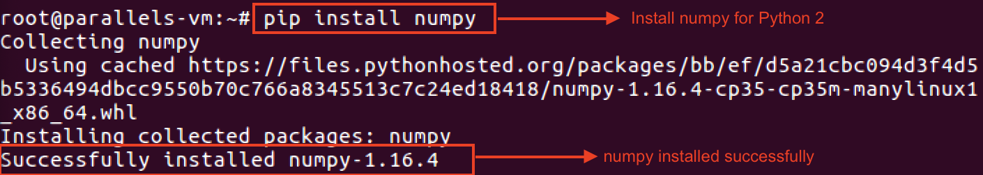 Output- Numpy installation - Edureka