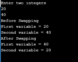 Swapping Two Numbers Using Without Using Third Variable In this variation of swapping two variables, we are not using any temporary variable to store the value. In the first variable we are storing the sum of both variable. Then, in next step we are we are extracting the value of 1st variable by subtracting the value of 2nd variable form the sum & storing it in 2nd variable. At last, we are extracting the original value of the 2nd variable & storing it in the 1st variable.