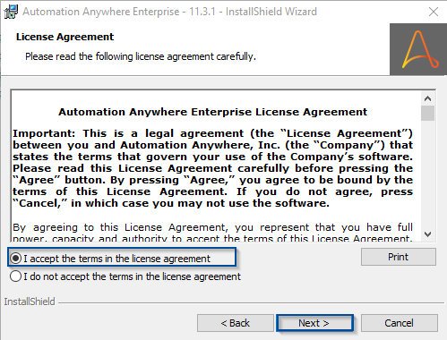 License Agreement - Automation Anywhere Installation - Edureka