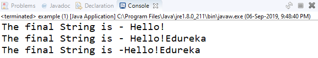 Output - Differences Between String, StringBuffer and StringBuilder - Edureka