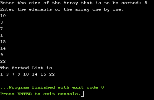 Output- Merge sort in C++- Edureka