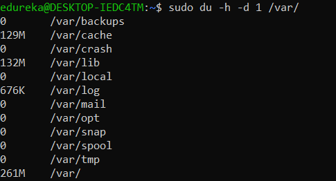 $ sudo du -h -d 1 /var/