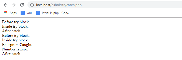 PHP catch exceptions