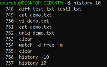 history-linux commands in devops-Edureka