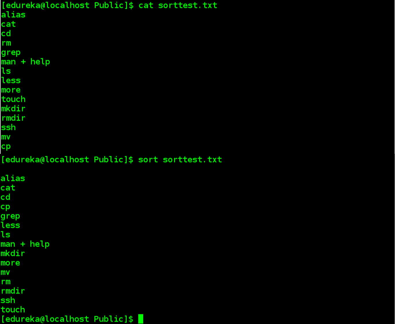 $ sort <flag> {filename} Syntax