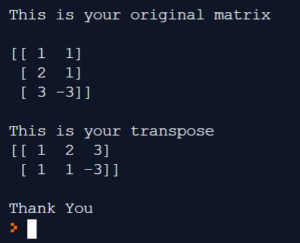 Output - Matrix In Python - Edureka