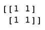 2x2 matrix numpy