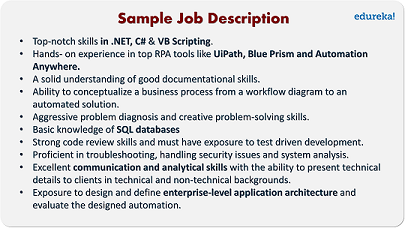 Sample Job Description of RPA Developer - RPA Developer Resume - Edureka