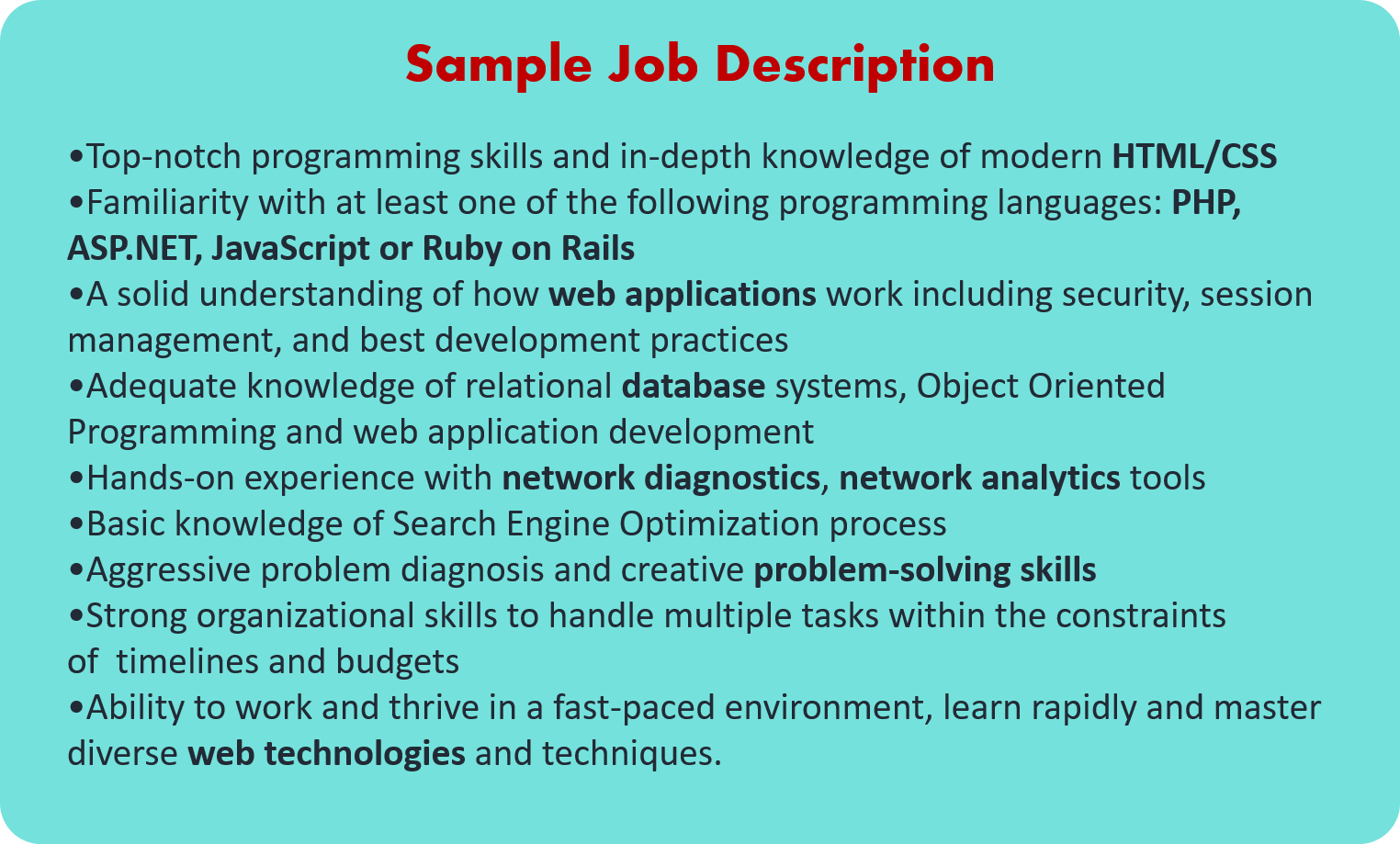 sample job description - web developer resume - edureka