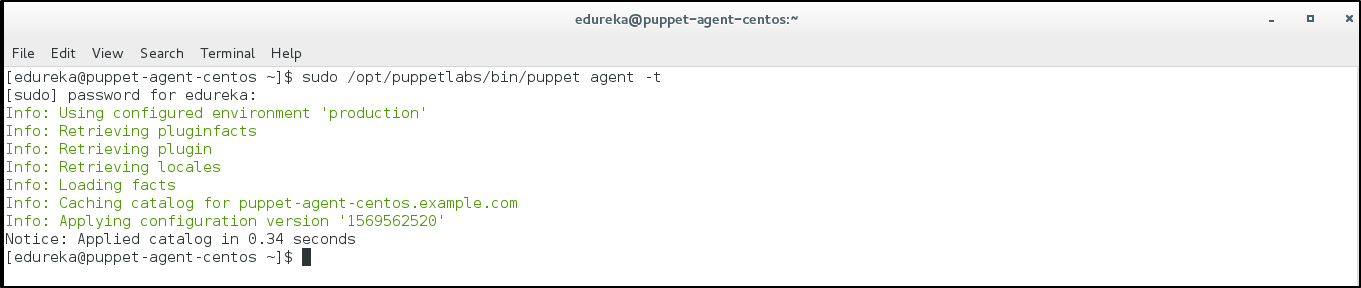 catalog applied to CentOS agent