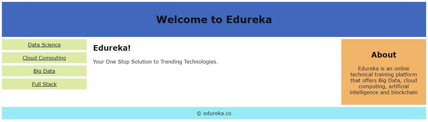 layout output - web development projects - edureka