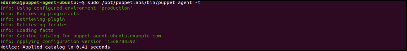 Catalog applied to ubuntu agent
