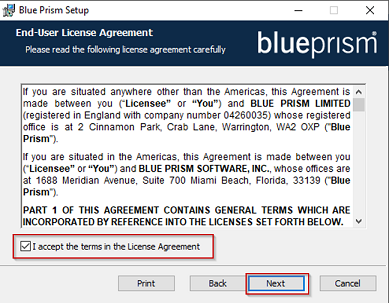 Accept License Agreement - Blue Prism Installation - Edureka