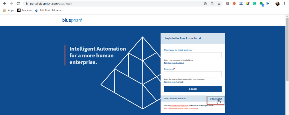 Sign up - Blue Prism Installation - Edureka
