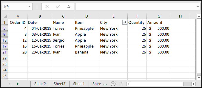 data filtered-Excel-Edureka'