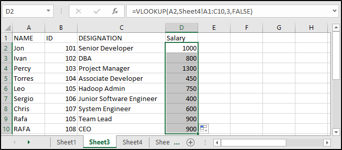 vlookup corss referencing5-Edureka