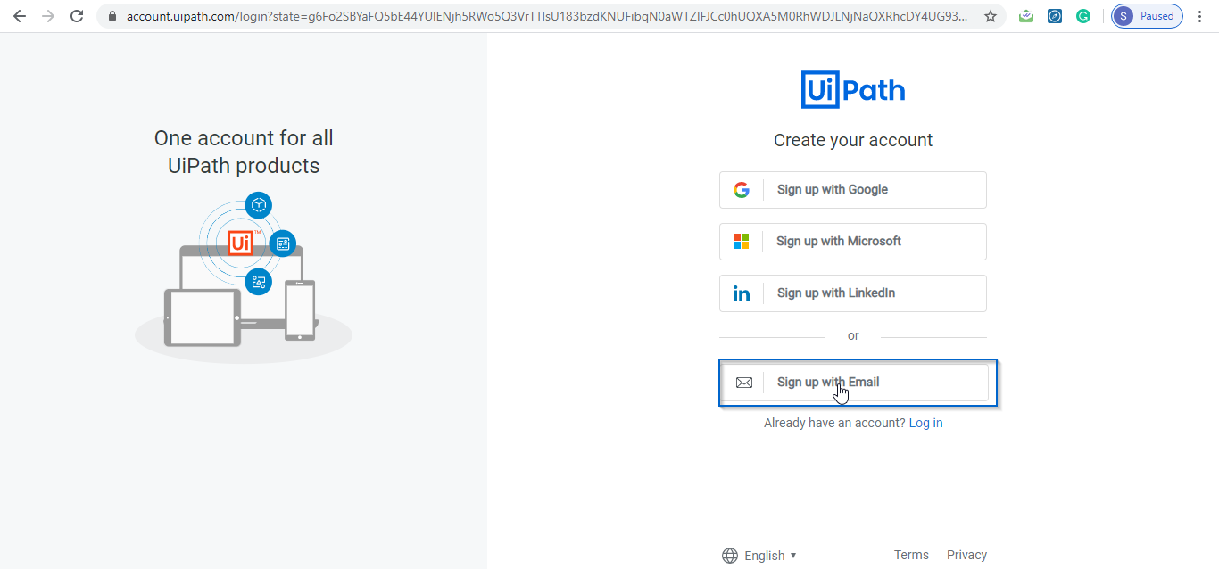 Login with Email - UiPath Installation - Edureka