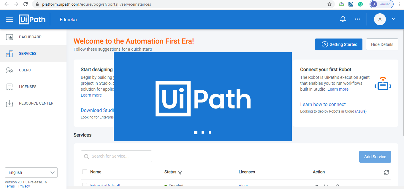 UiPath Opening - UiPath Installation - Edureka