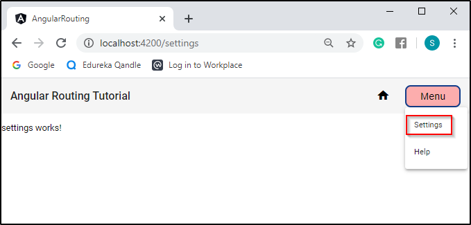 Settings Page - Angular Routing - Edureka