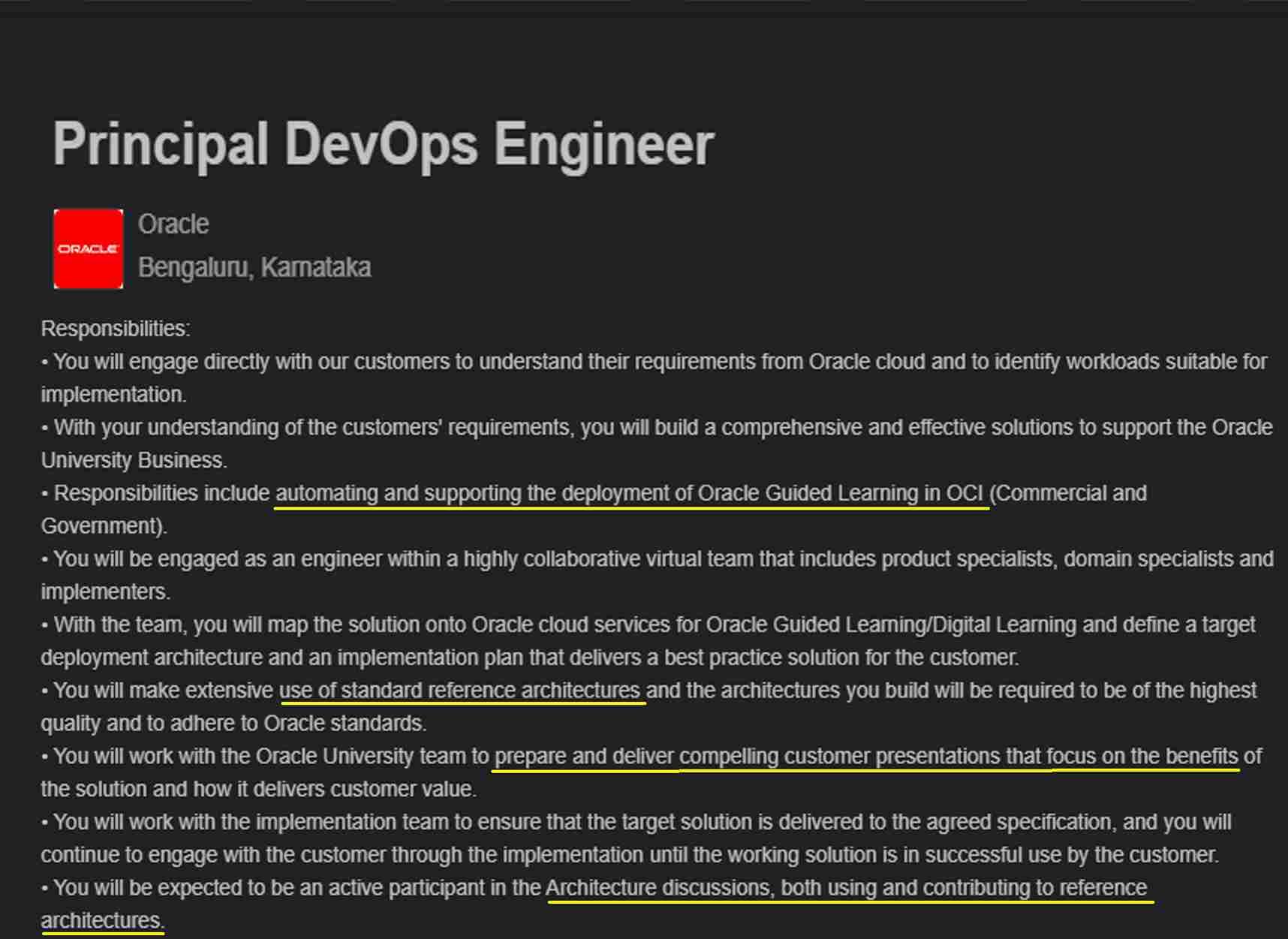 principle devops enginner description