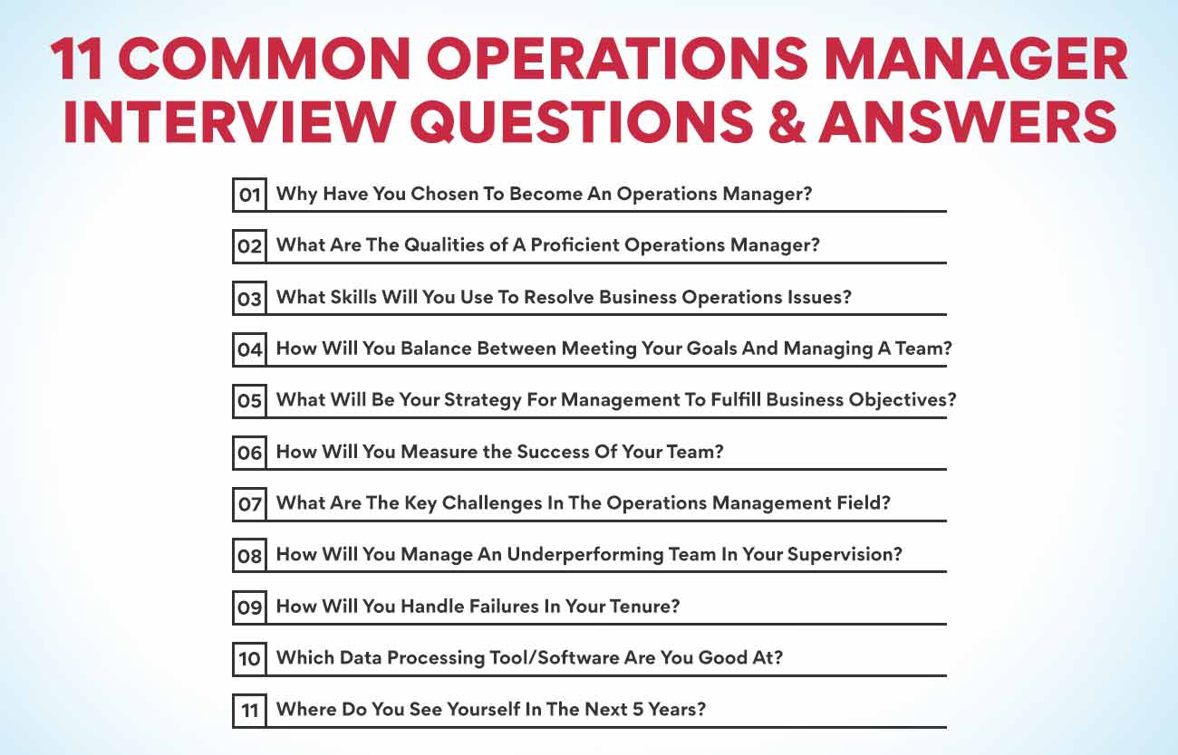 11 Common Operations Manager Interview Questions & Answers