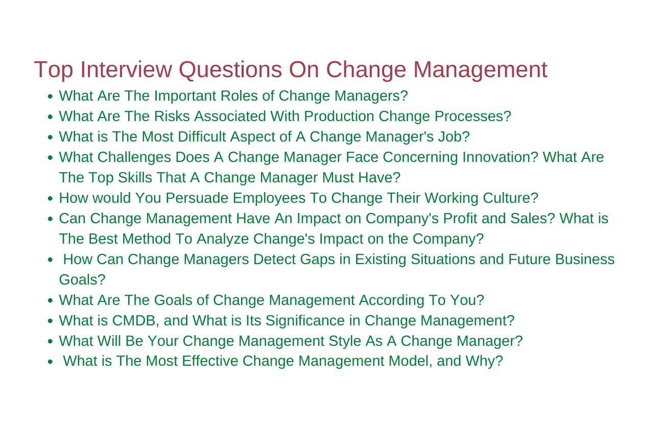 Top Interview Questions On Change Management