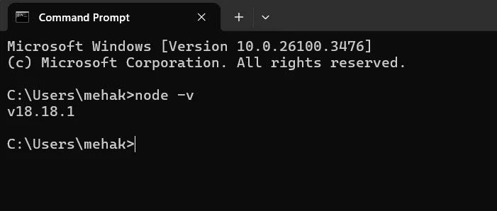 node js command prompt window 