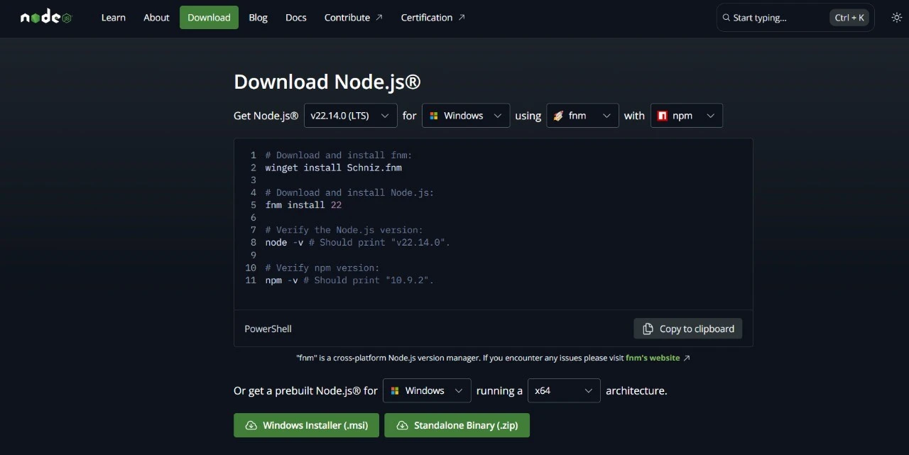 download node js