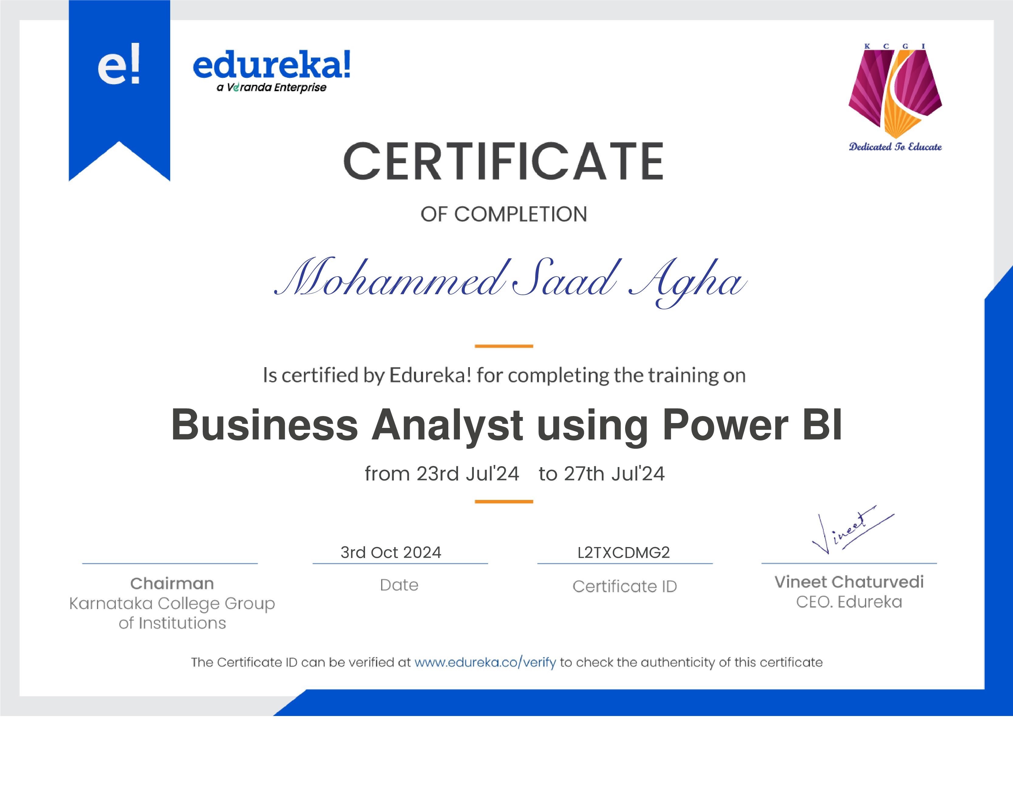 certificate!