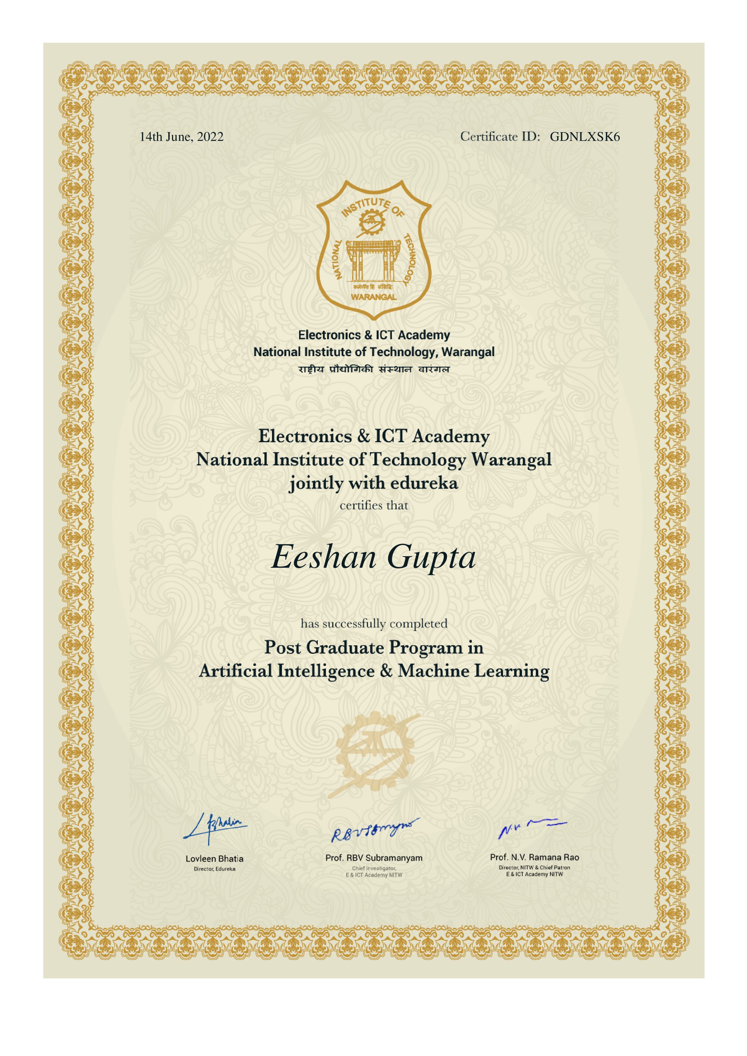 certificate!