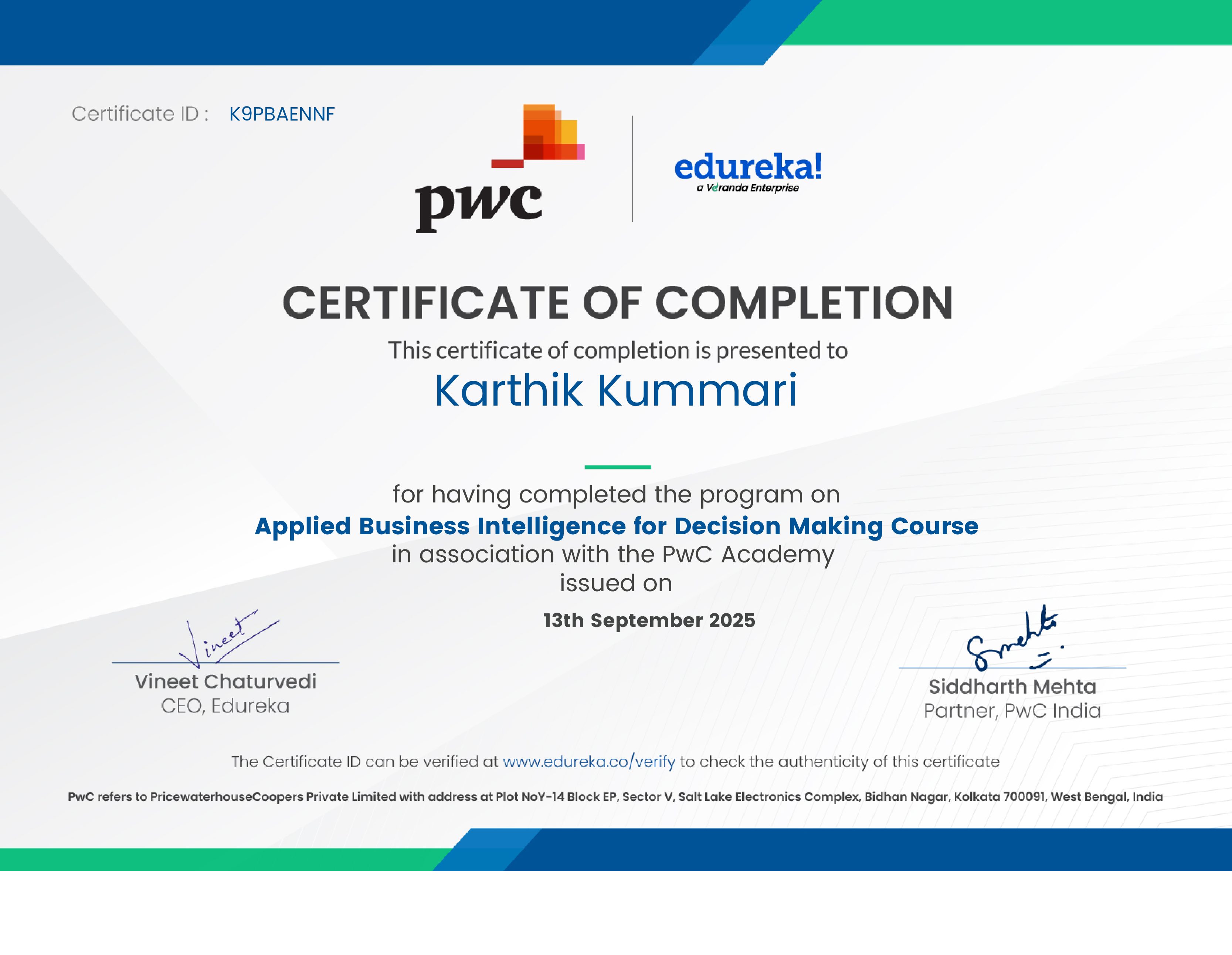 certificate!