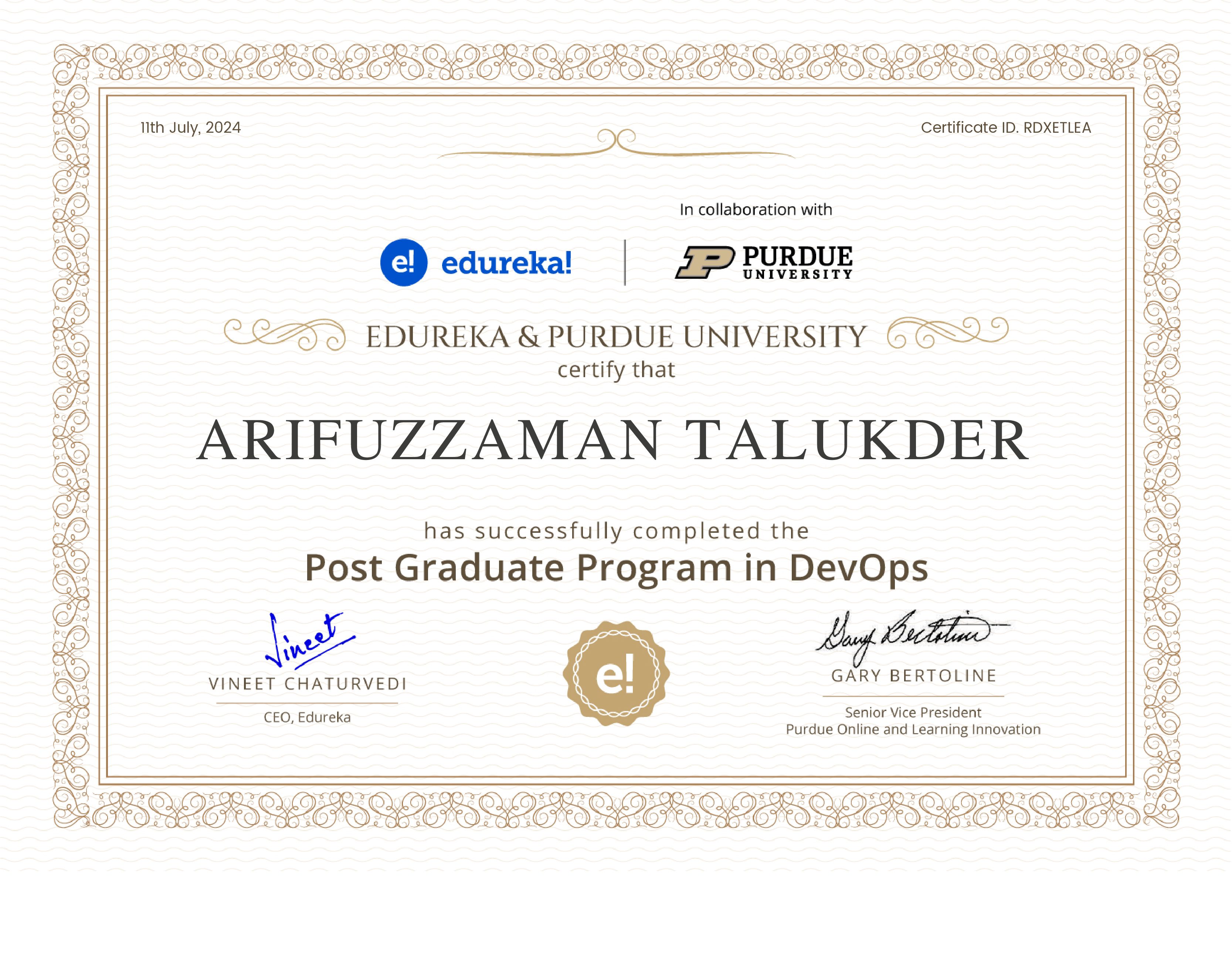 certificate!