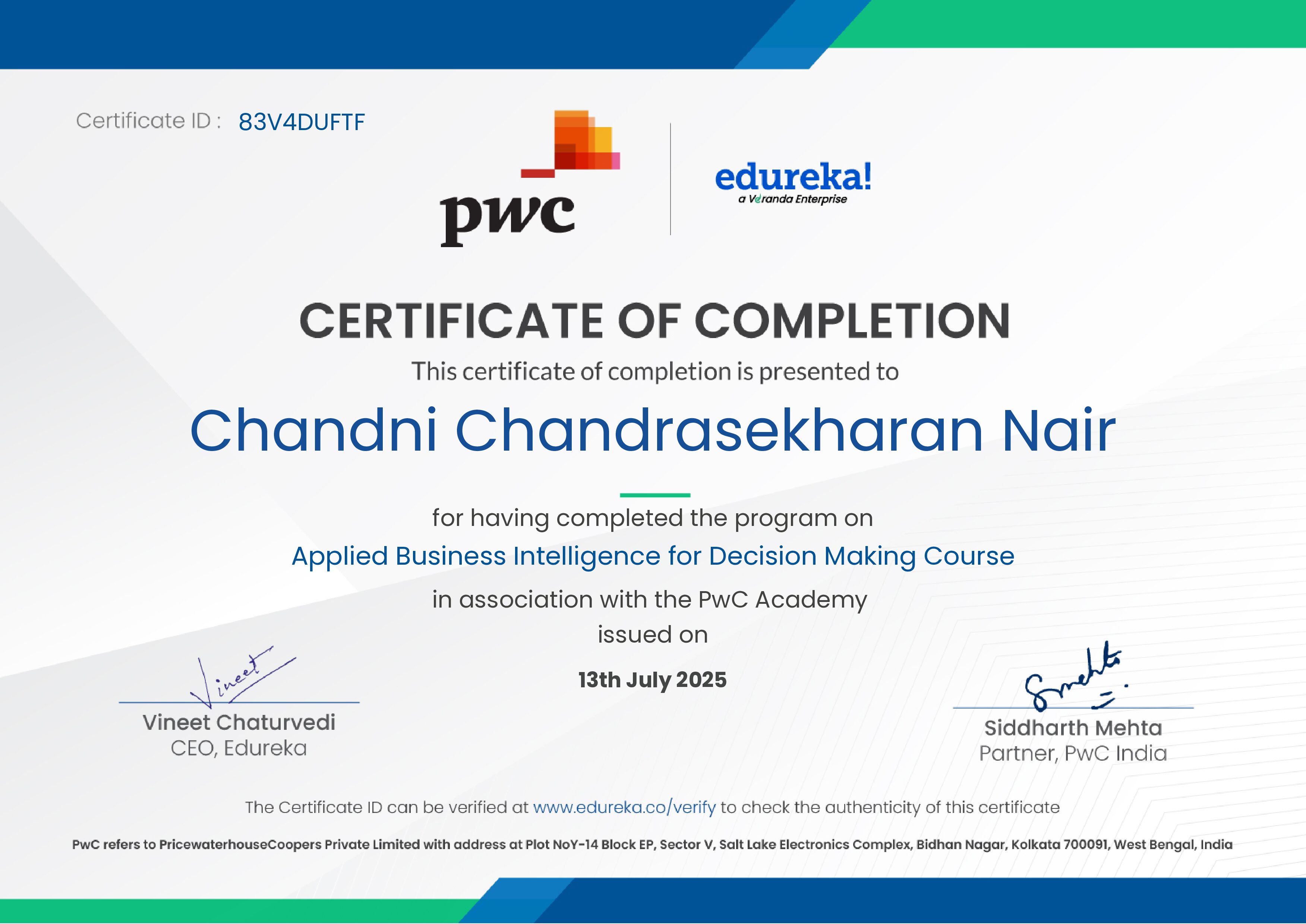 certificate!
