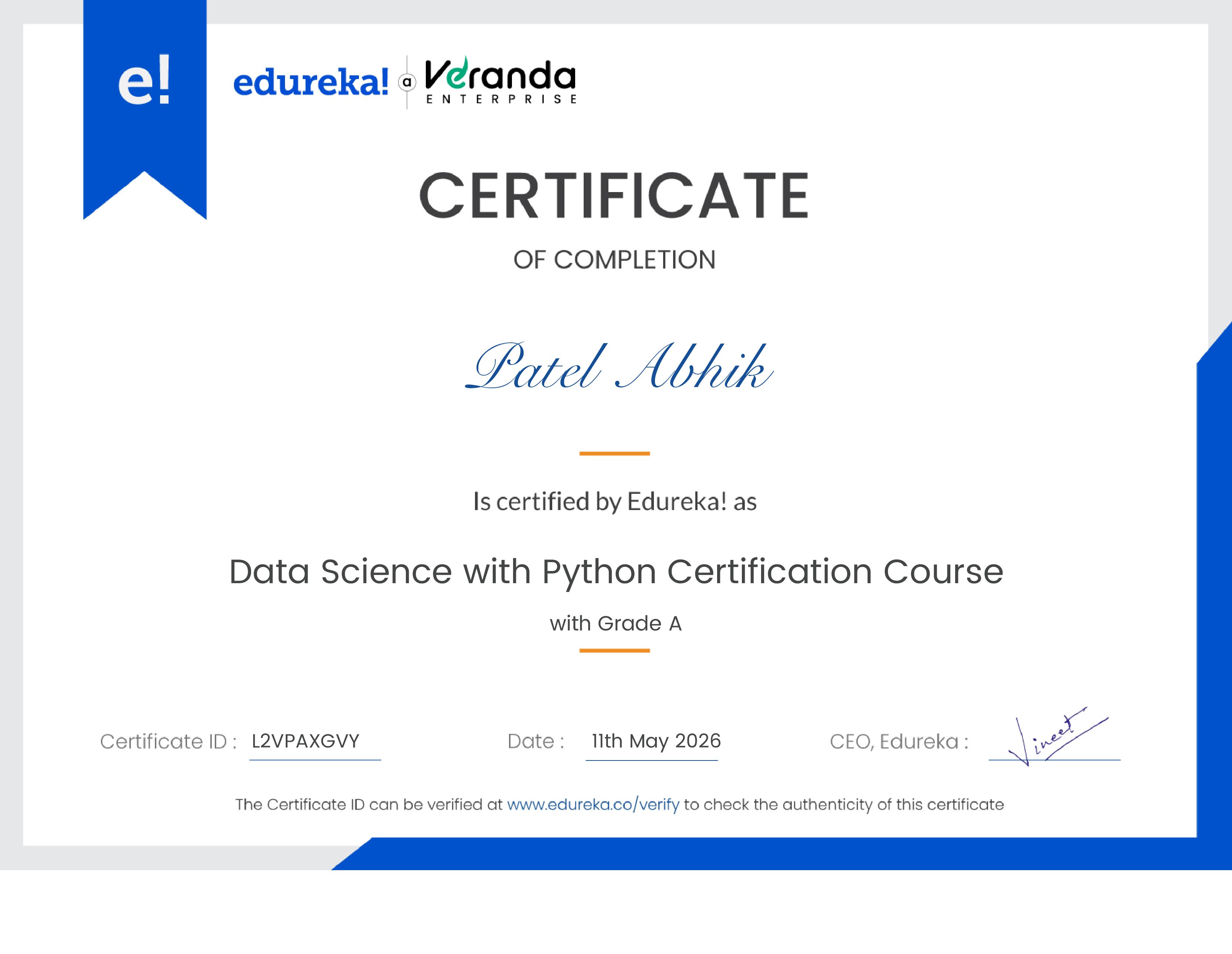 certificate!