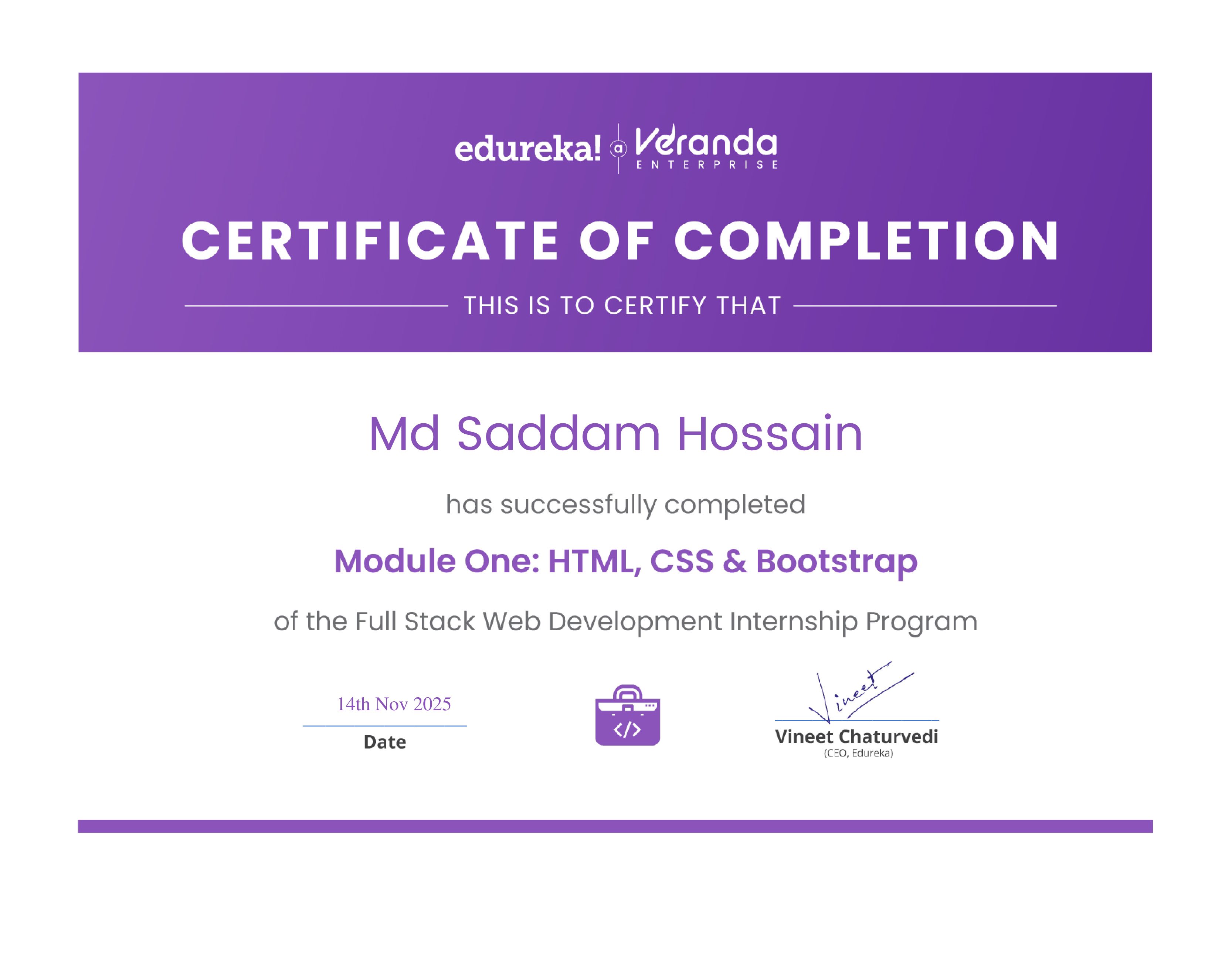 certificate!