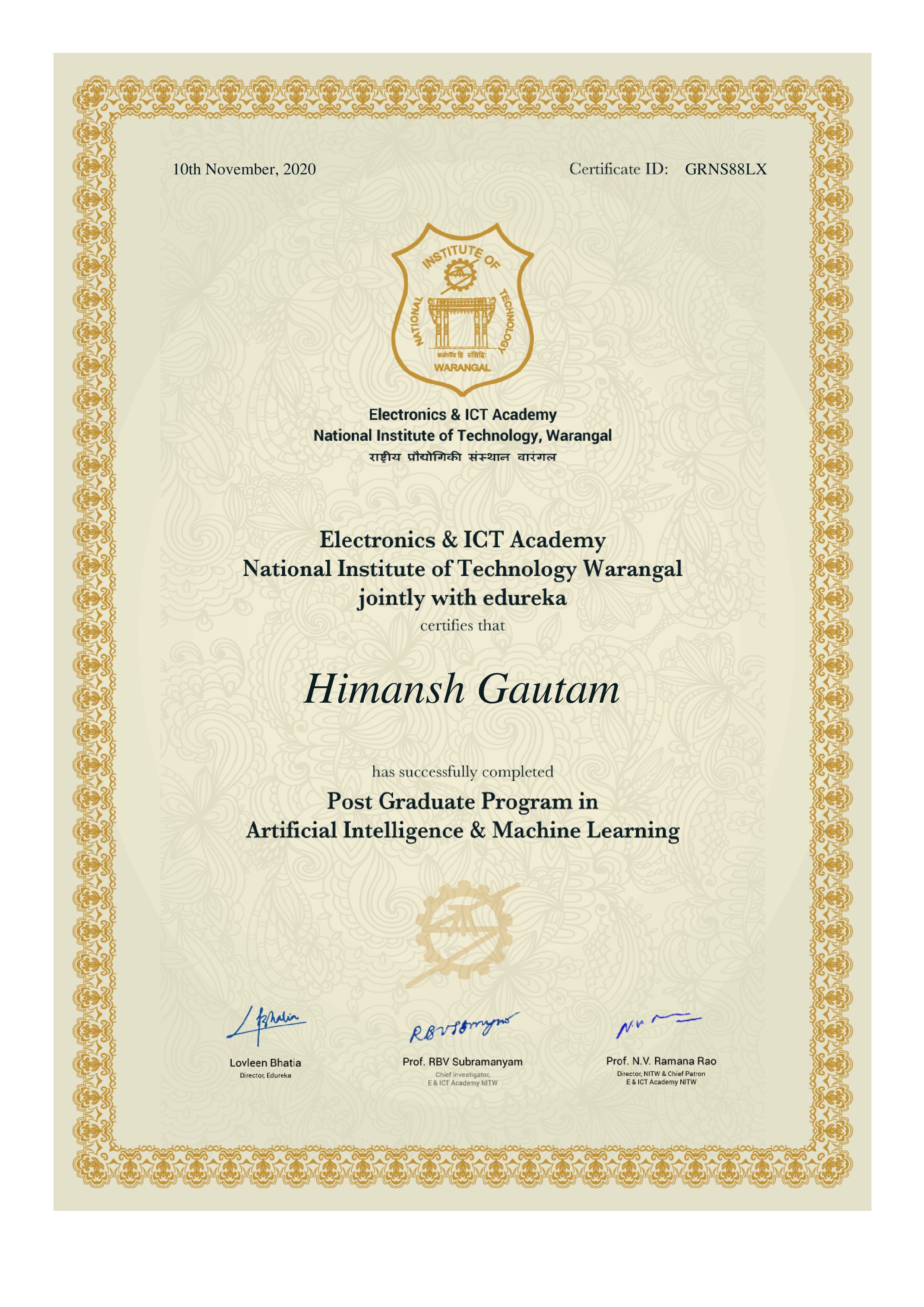 certificate!