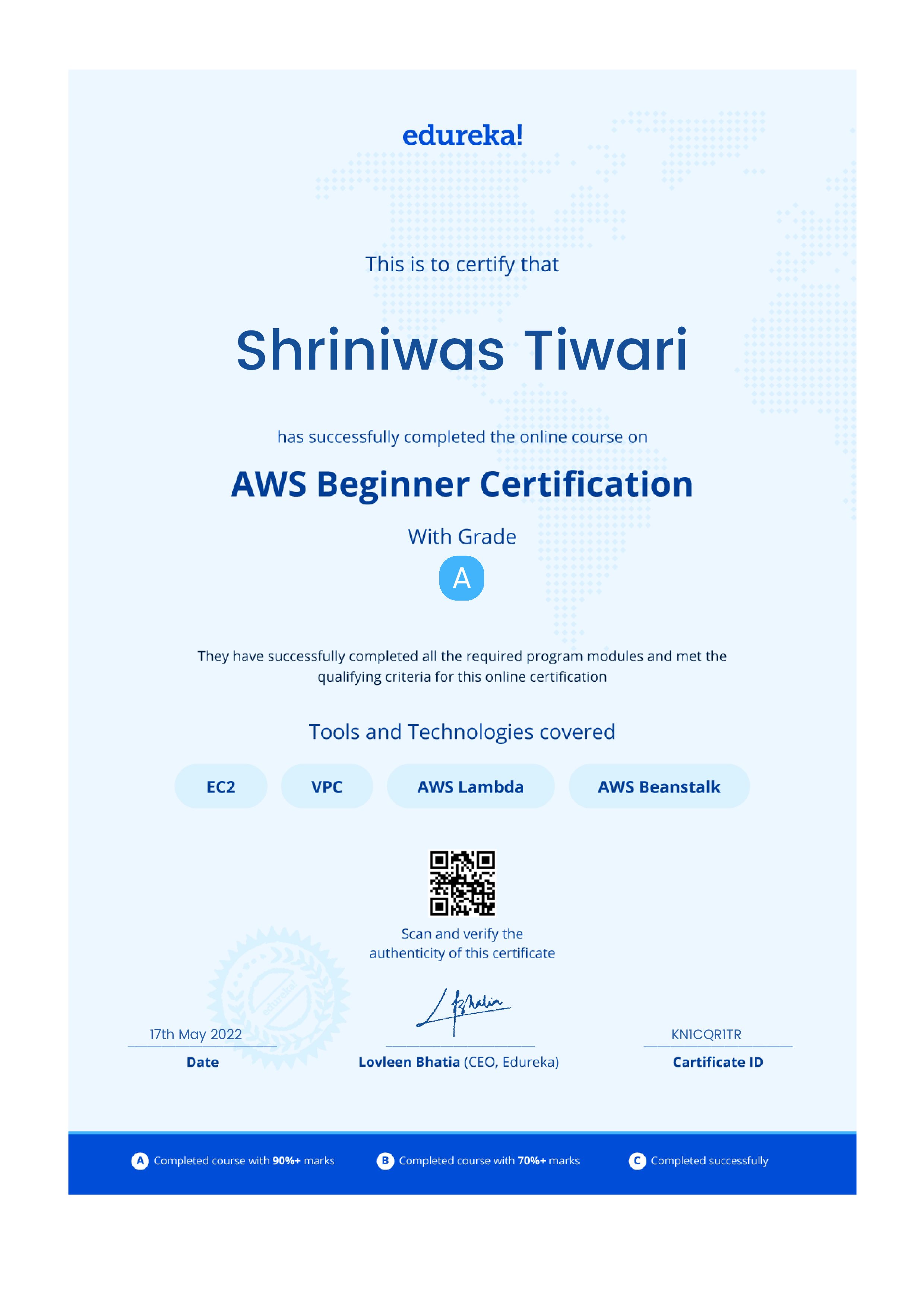 certificate!