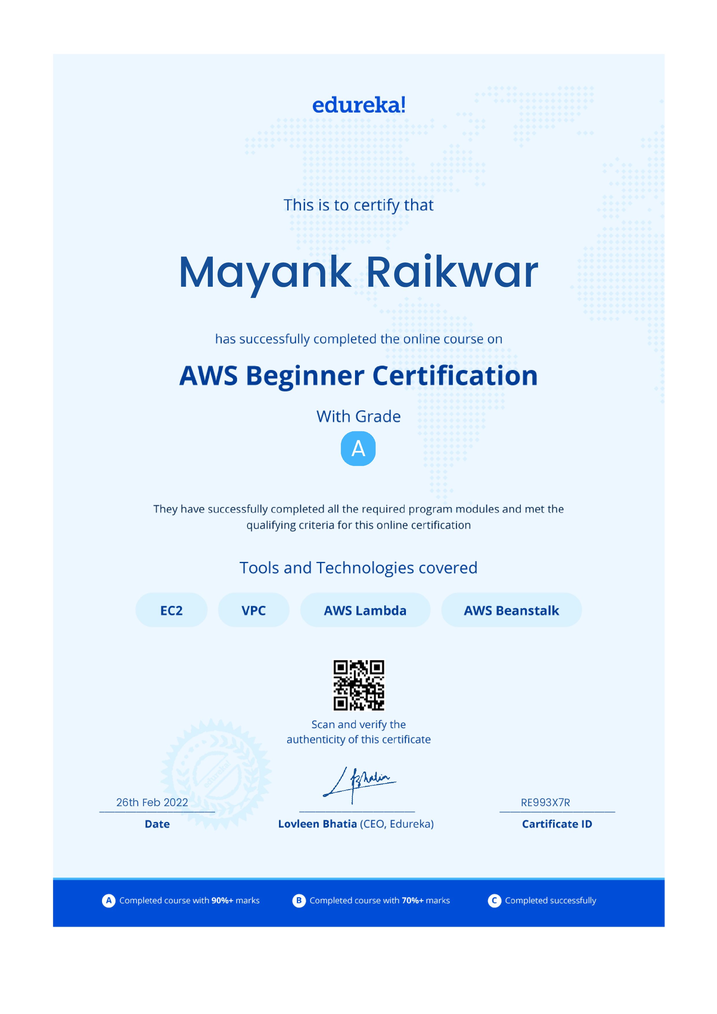 certificate!