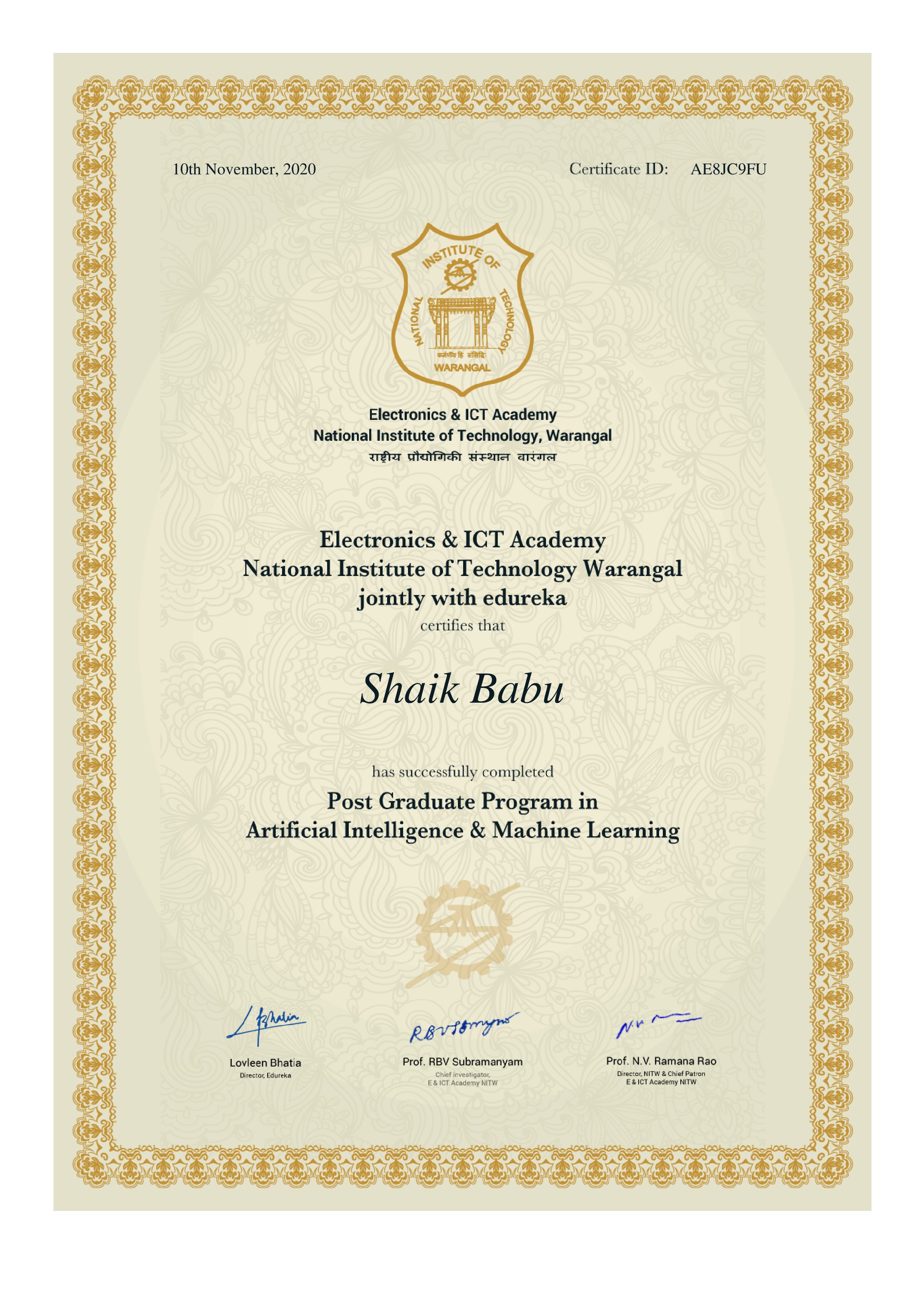 certificate!