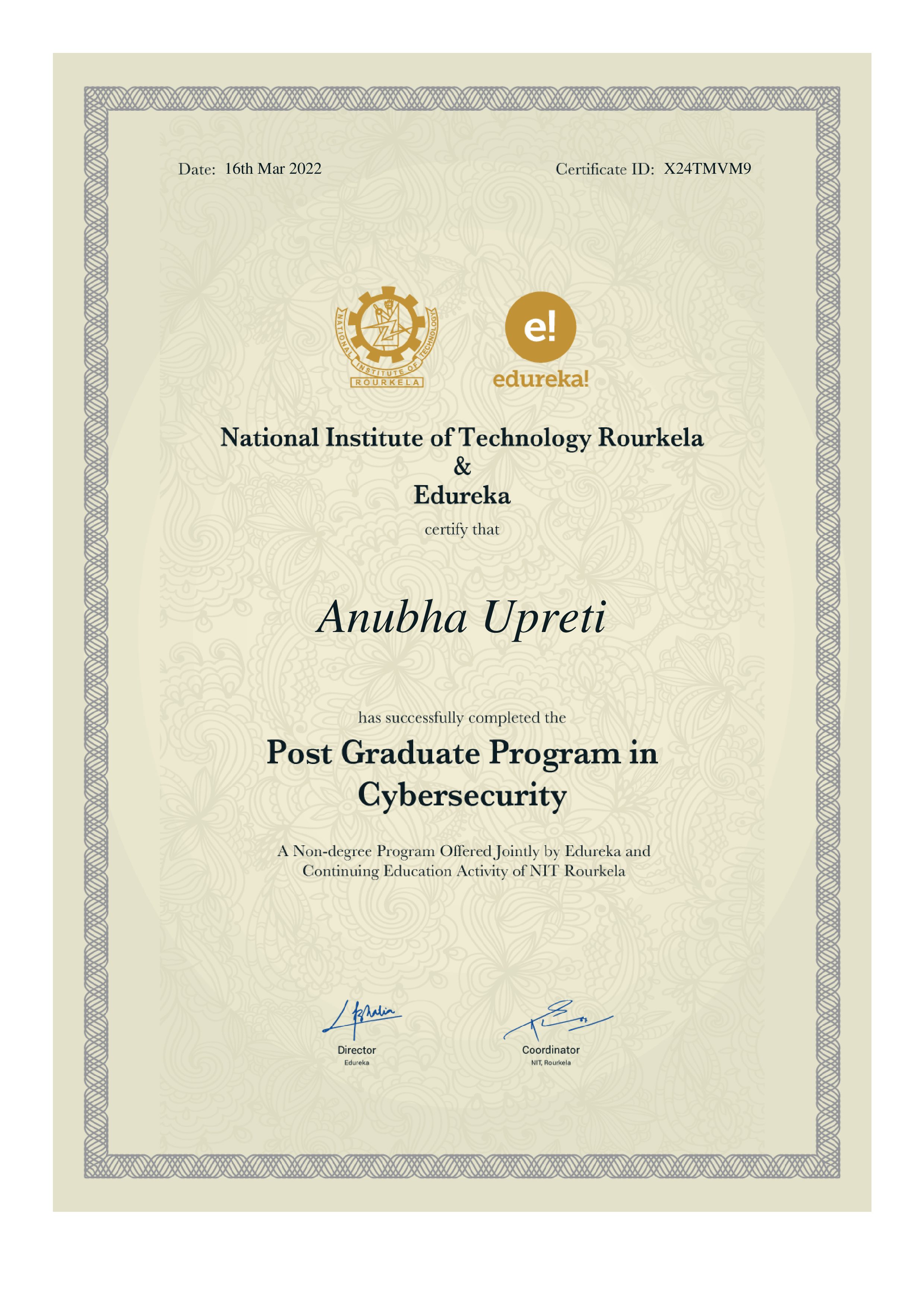 certificate!