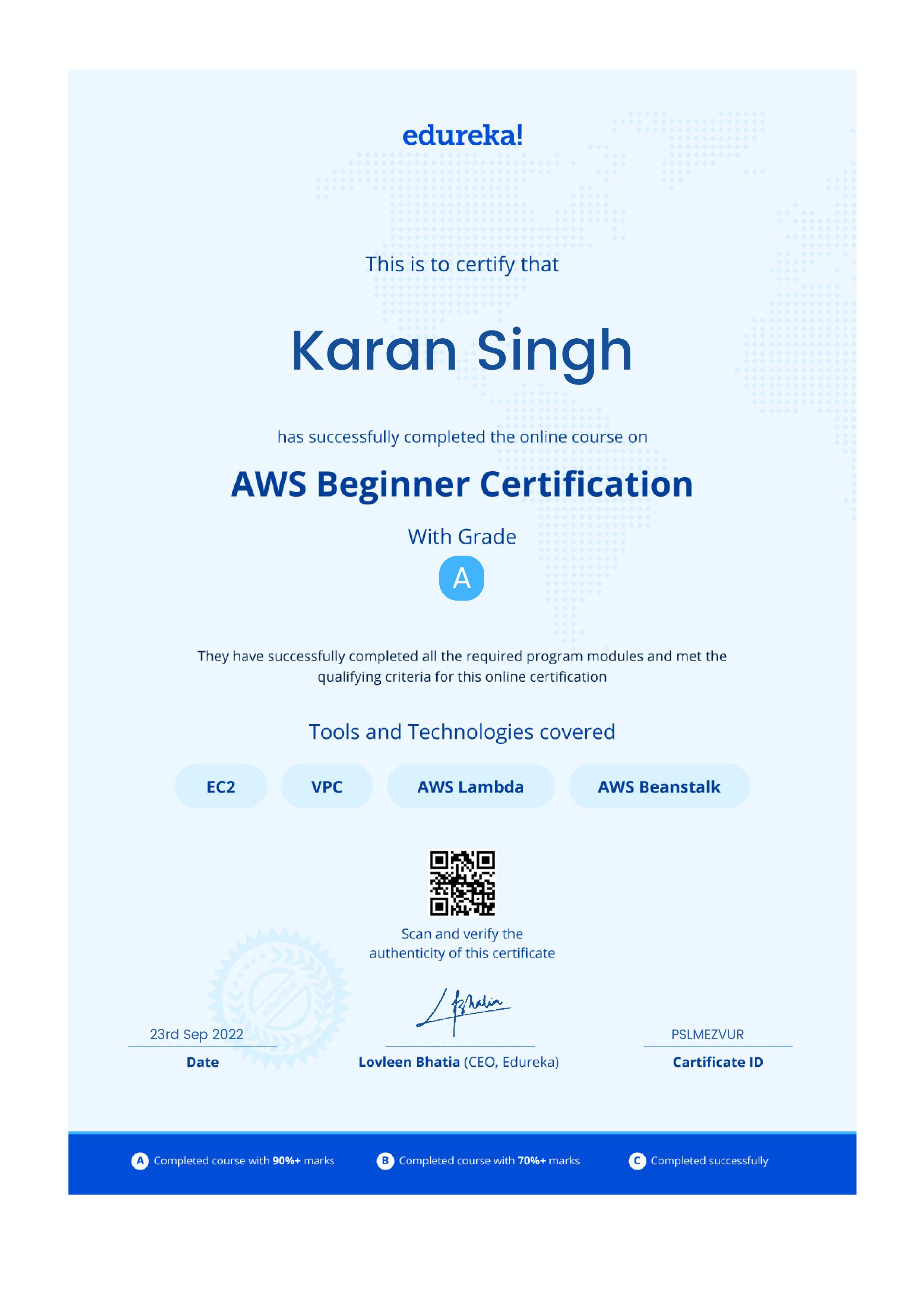 certificate!