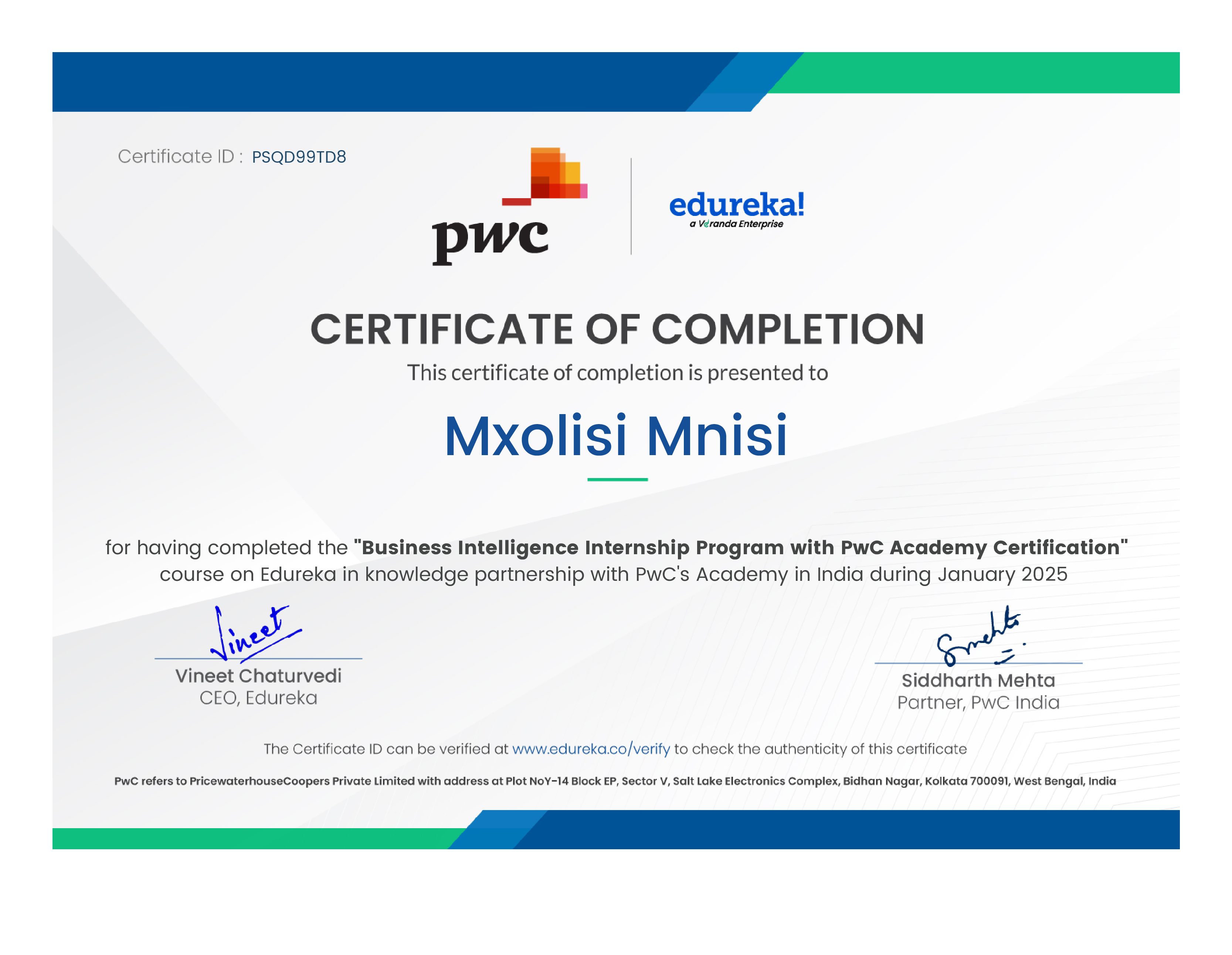 certificate!