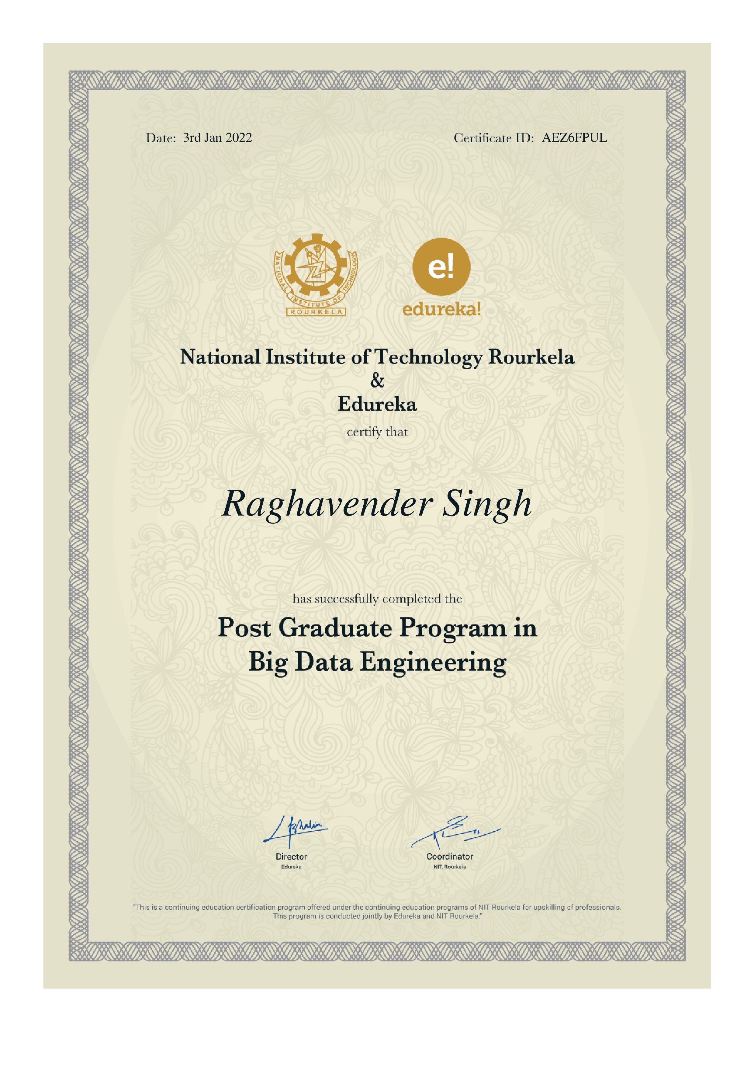 certificate!