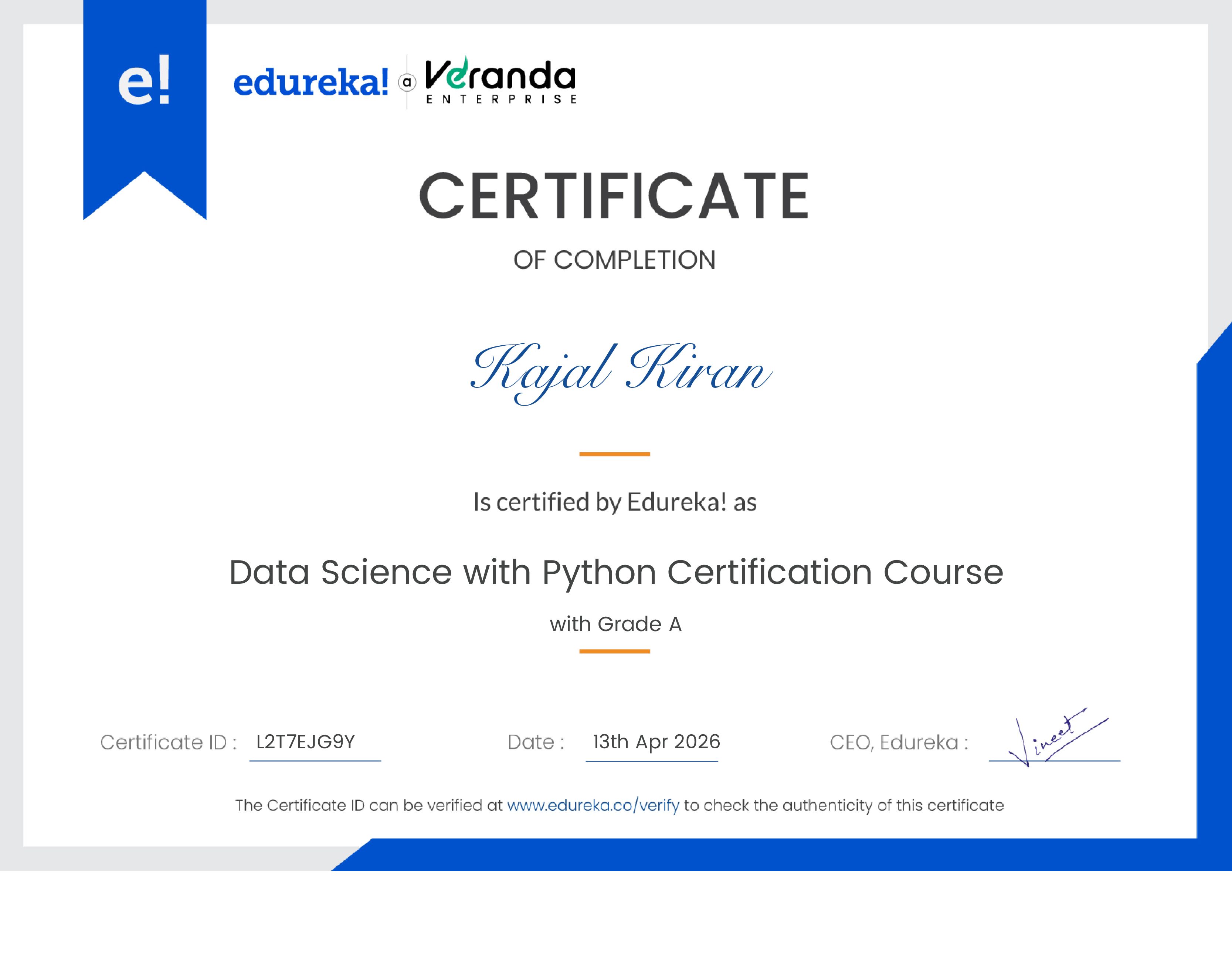 certificate!