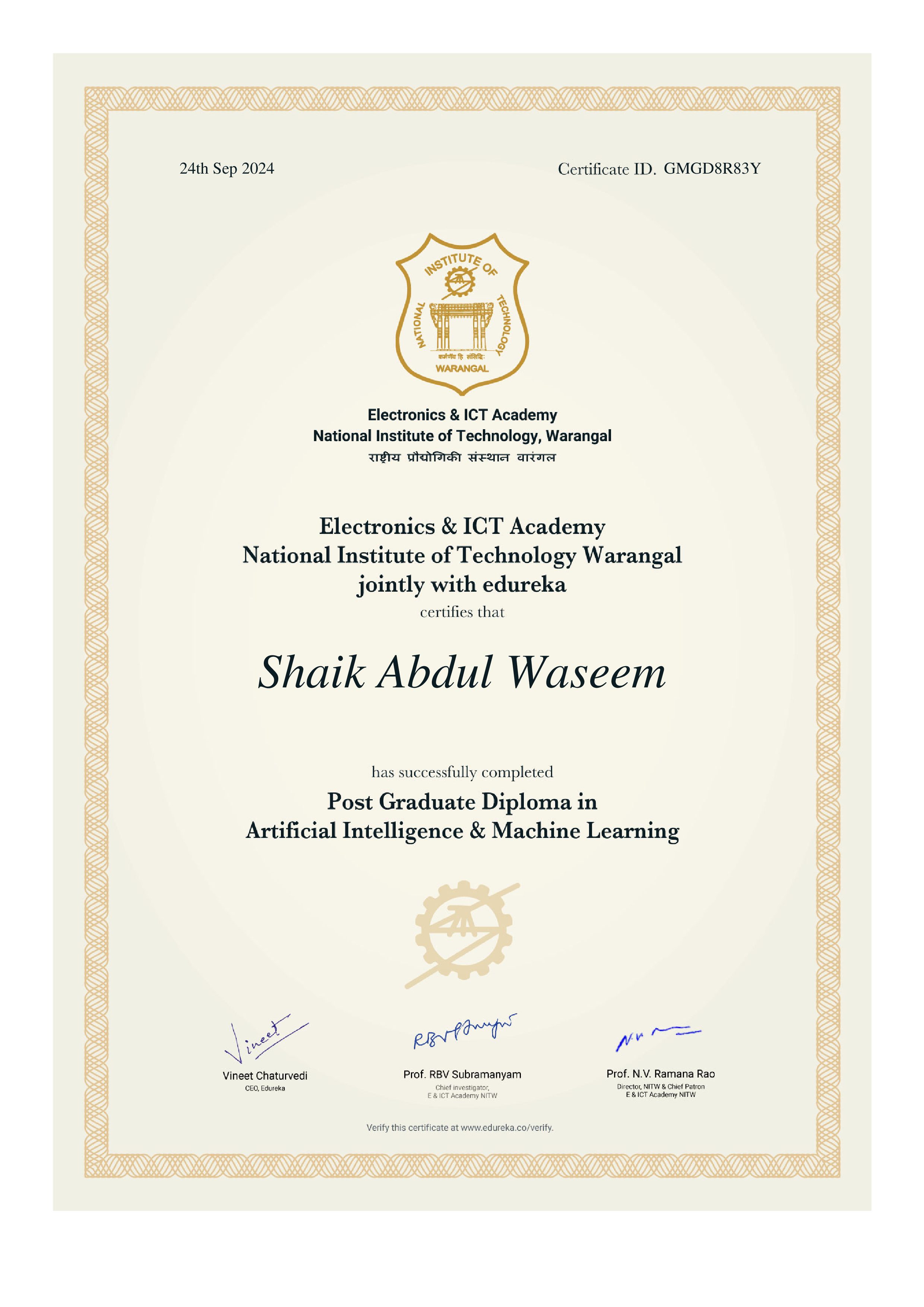 certificate!