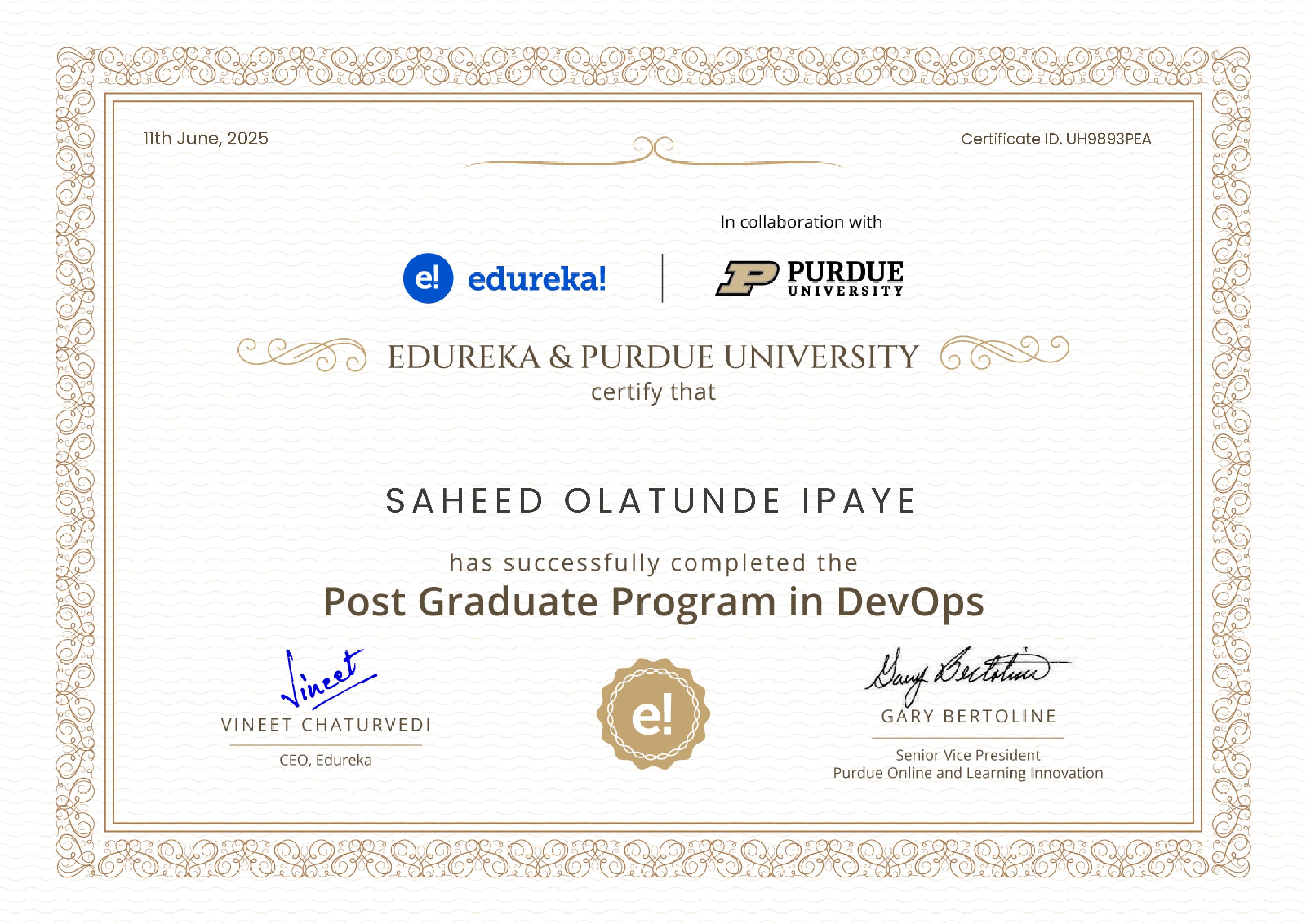 certificate!