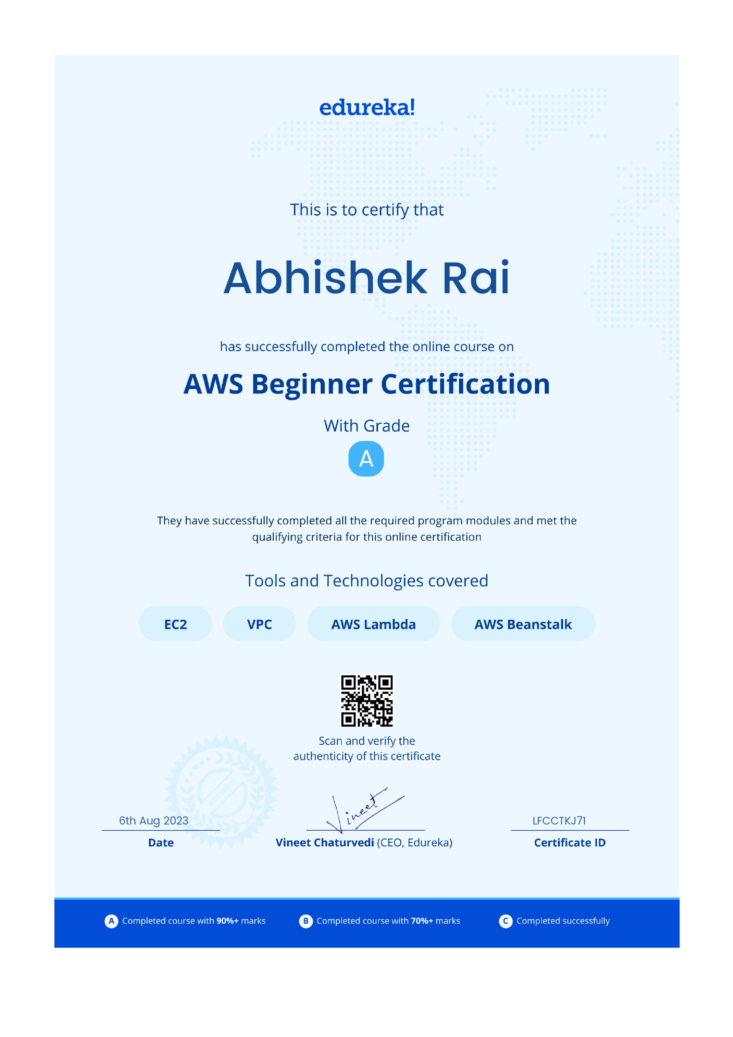 certificate!