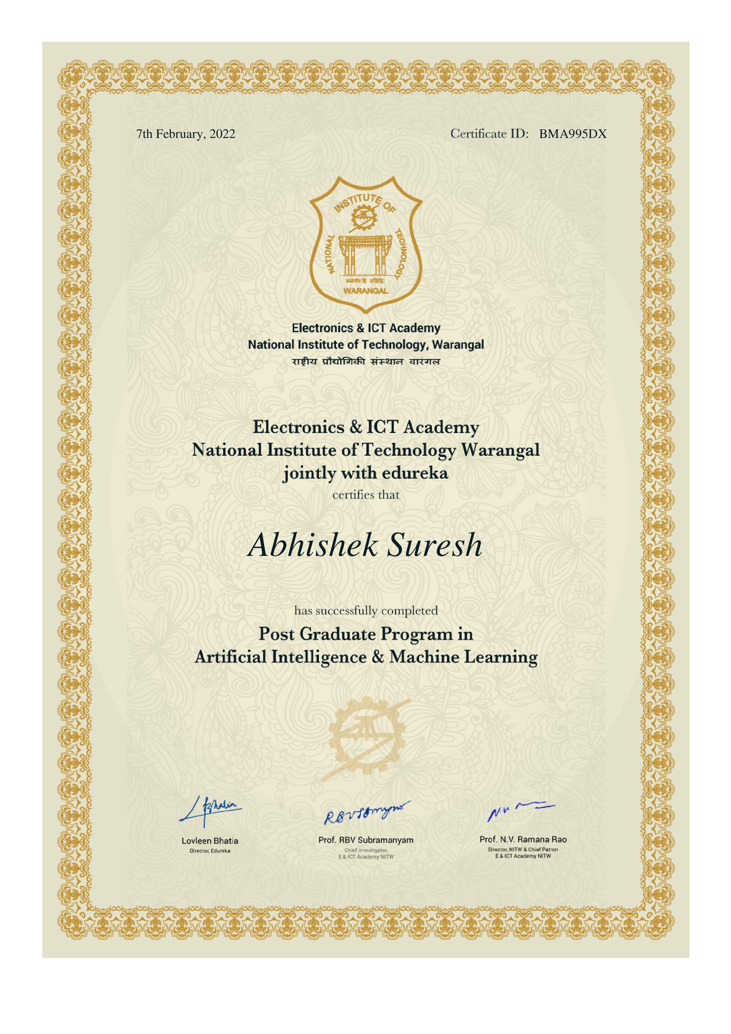 certificate!