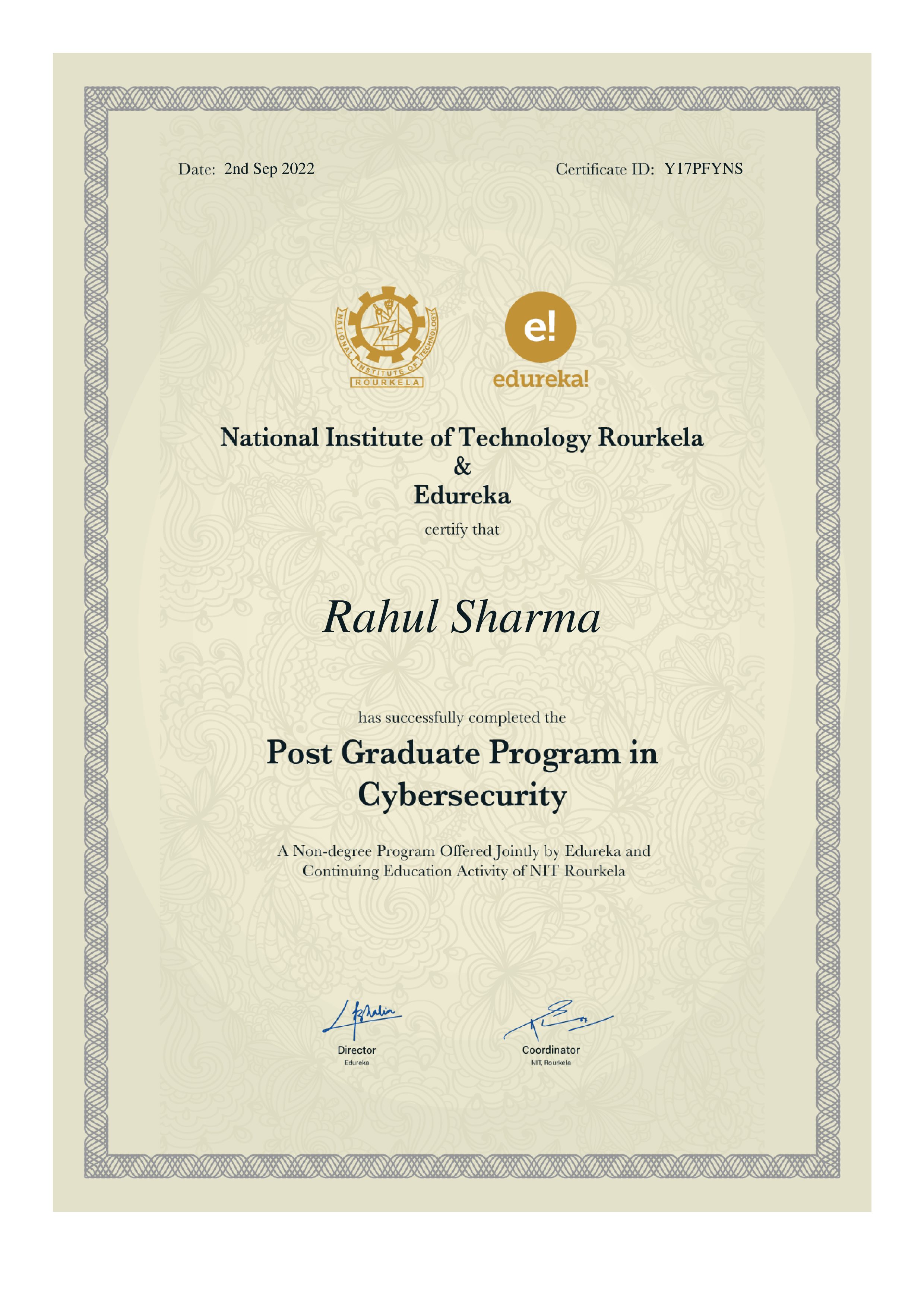 certificate!