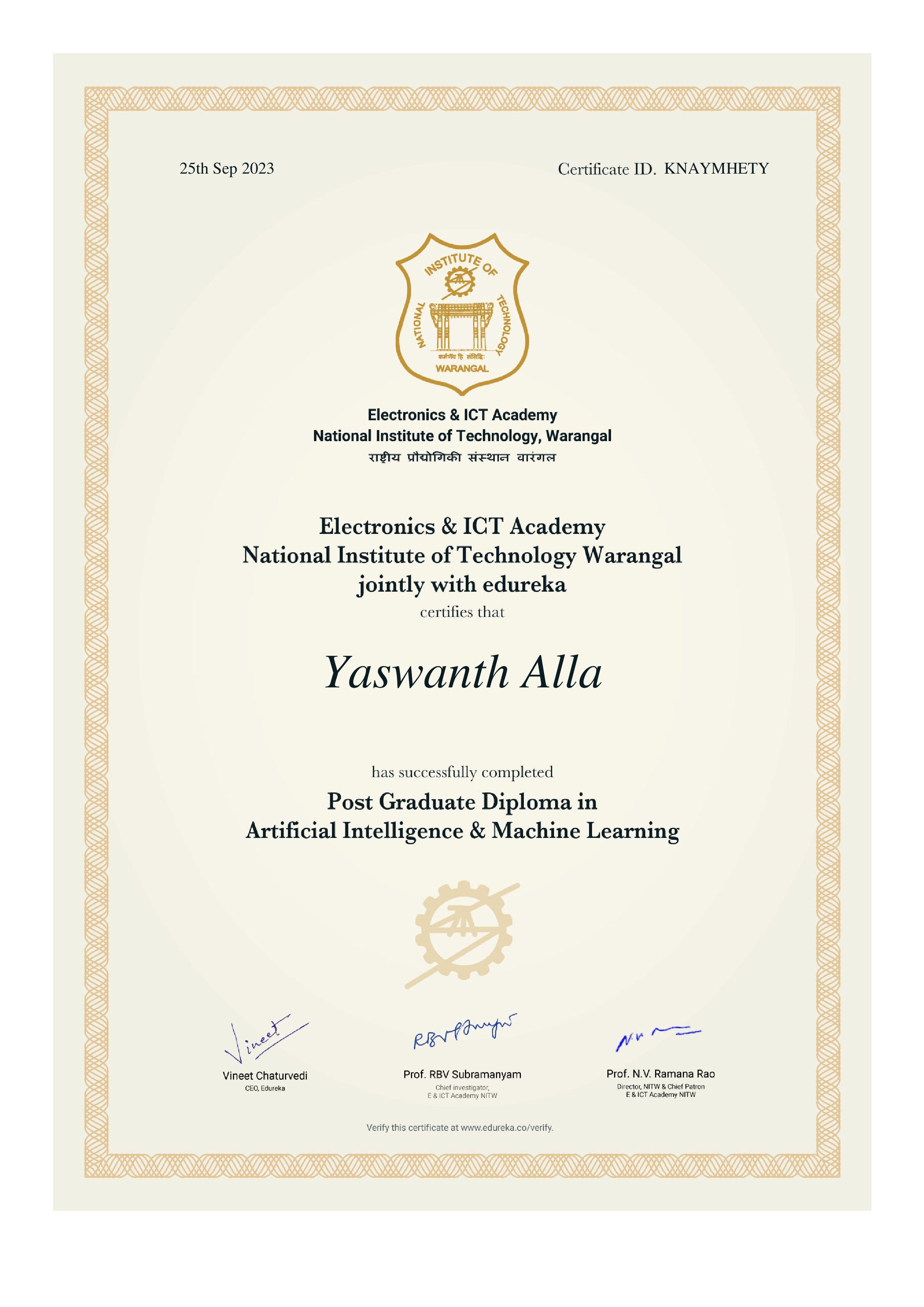 certificate!